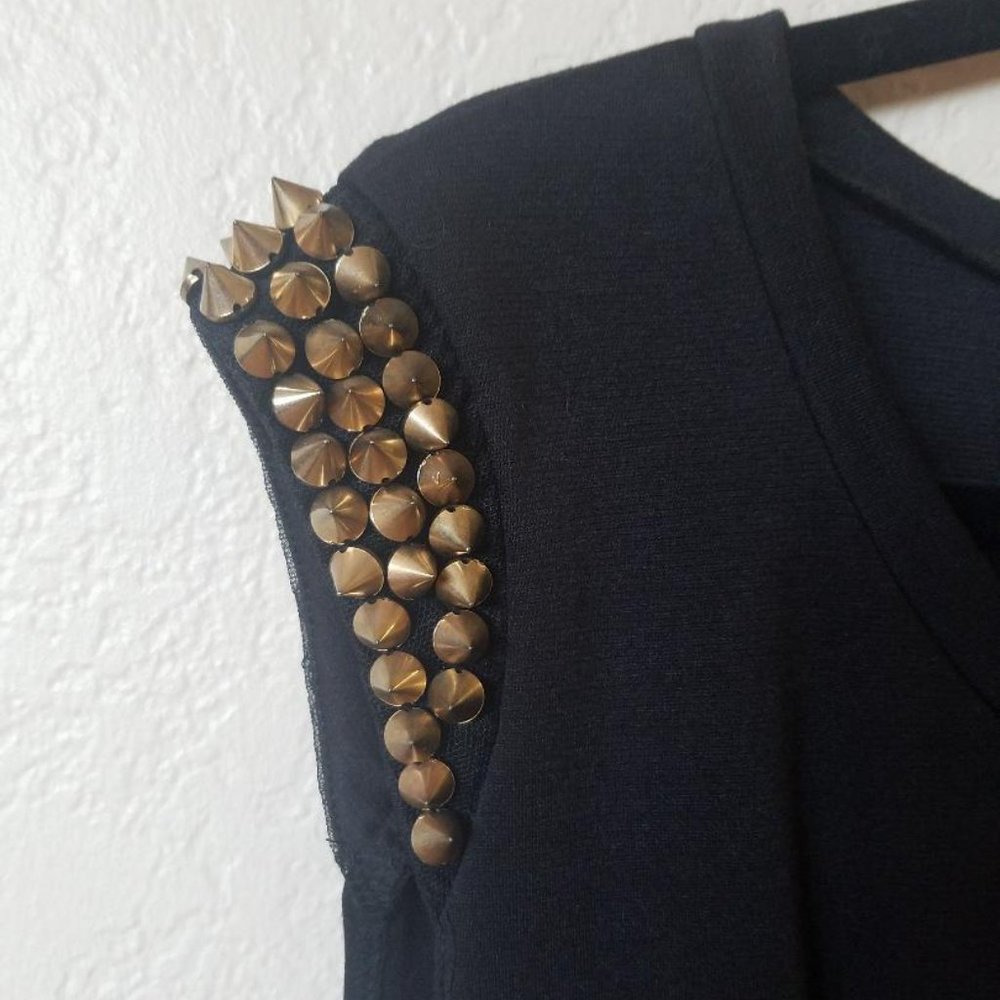 Black Studded Peplum Top - New without tags - Picture 3 of 5